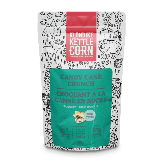 Candy Cane Crunch (chocolate drizzle) popcorn