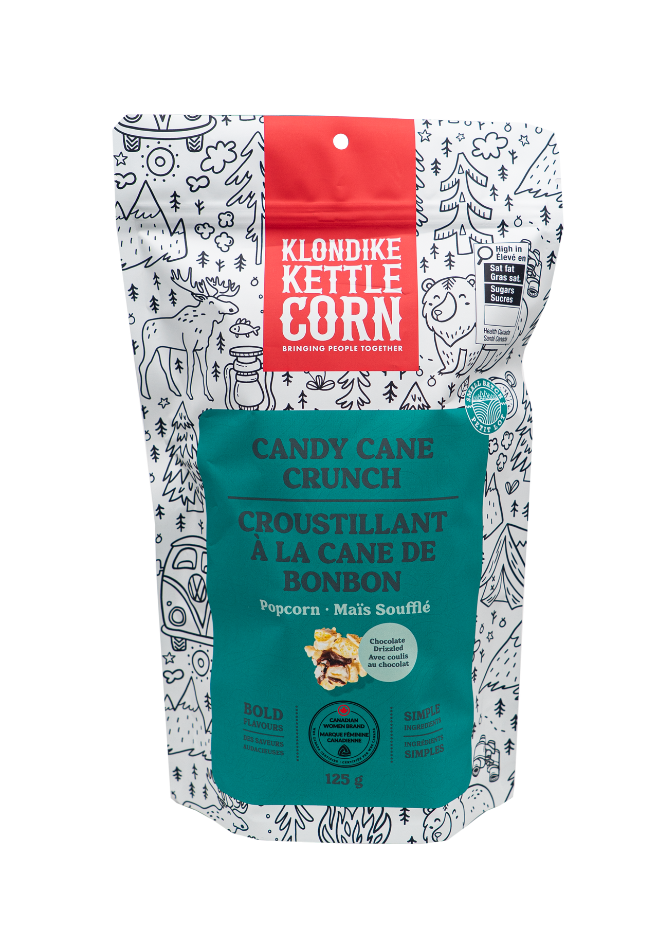 Candy Cane Crunch - Chocolate Drizzled Popcorn